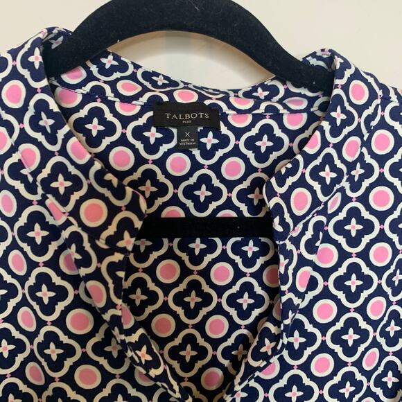 Talbots Plus Athleisure Dress Sz X Blue Pink White Geometric - Picture 5 of 11